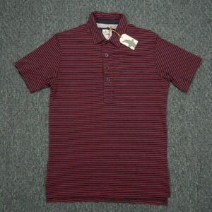 Relwen Shirt Men Small Red Black‎ Finespun Stripe Polo Short Sleeve NWT